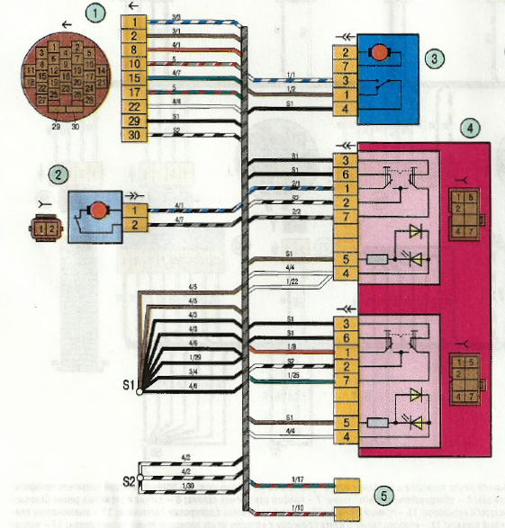 Электросхема передней левой двери на Ваз 2190